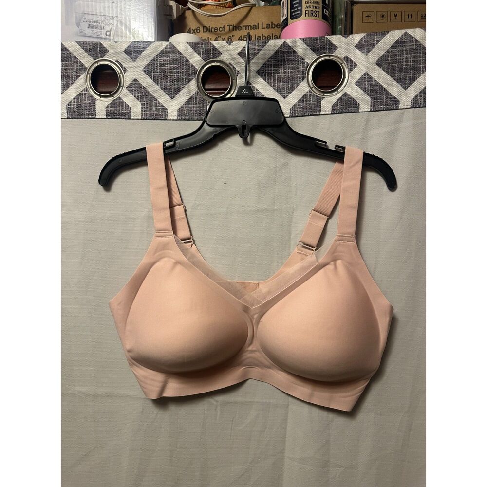 New Shecurve Wireless Bras V Mesh Comfortable Bralette Supportive Pink 2XL